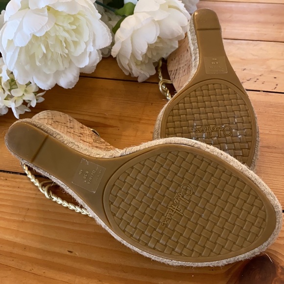 Cole Haan Gold Cork Wedge Sandals Espadrilles - Picture 10 of 12